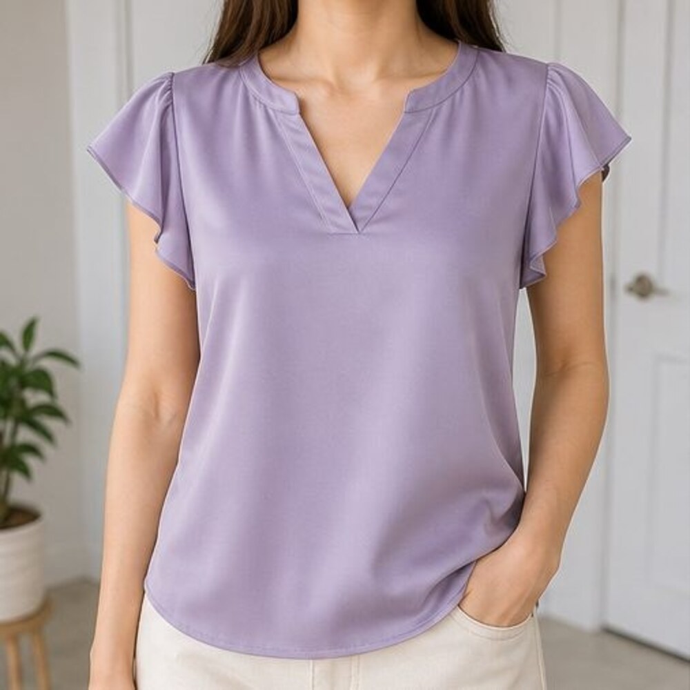 Teal V Neck Top - Picture 2 of 6